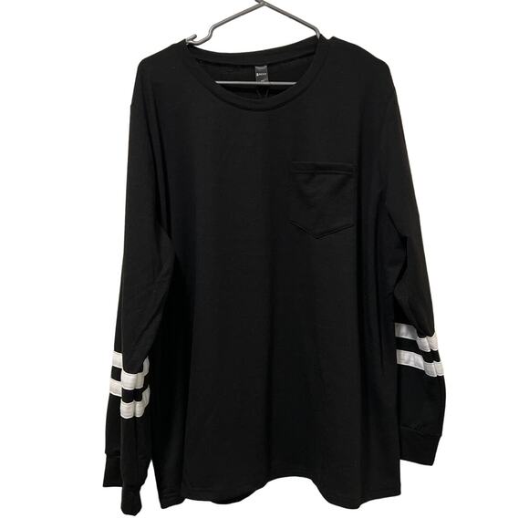 Rubzoof Long Sleeve Crew Neck with Stripes and Pocket Pullover Top NWT Size 3XL - Picture 3 of 8